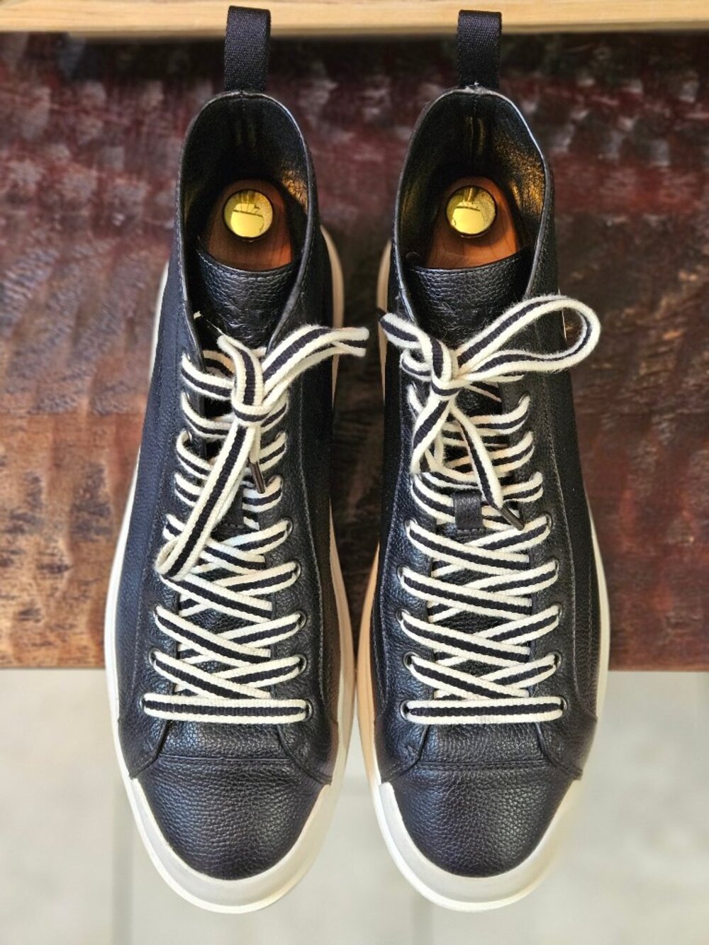 Coach Men's Full-Grain Leather Hi Top Sneakers, Black, Sz 13 (w/extra laces) - Picture 2 of 15